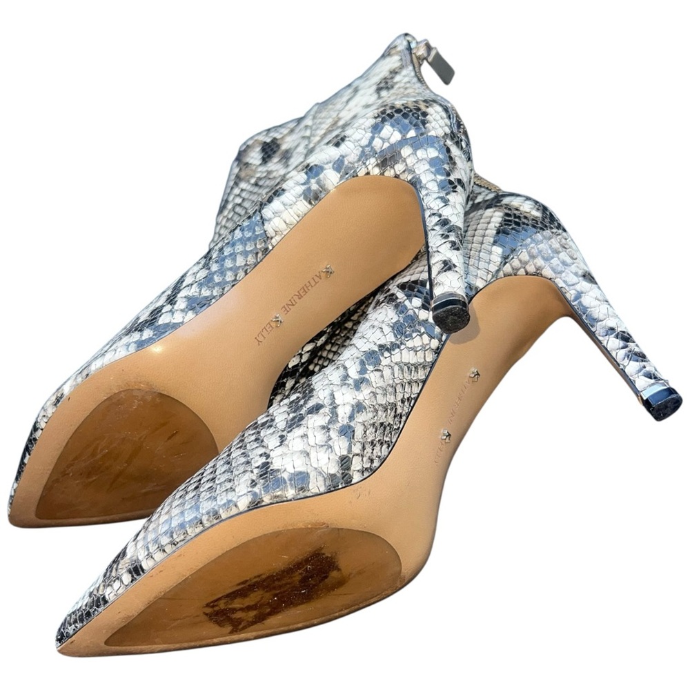 Snakeskin Genuine Leather Heeled Ankle Booties - Picture 4 of 6